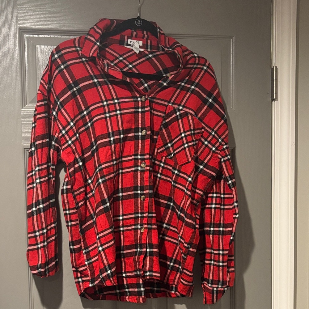 Rue21 Red and Black Plaid Shirt